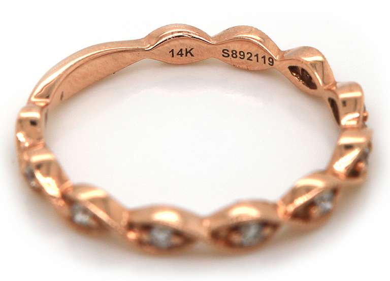 New Gabriel and Co Rose Gold Diamond Twisted Milgrain Band