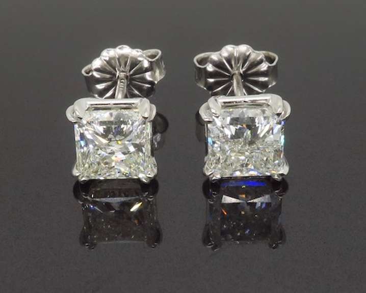Princess Cut Double Prong 1.69CTW Diamond Studs