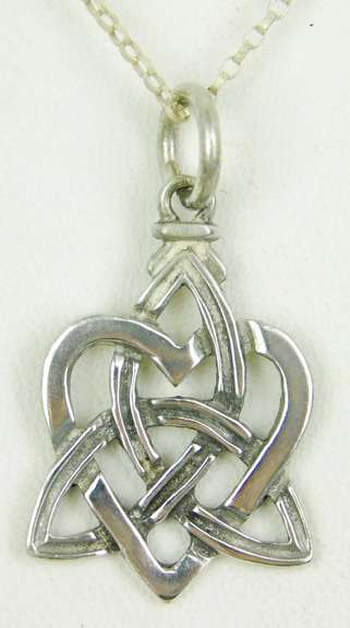 Signed Sterling Silver Celtic Heart Necklace