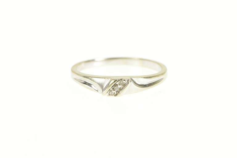 14K White Gold Classic Diamond Simple Wedding Band Ring