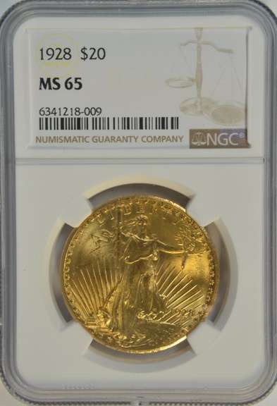 Awesome NGC MS65 graded 1928 St. Gaudens $20 Gold Piece