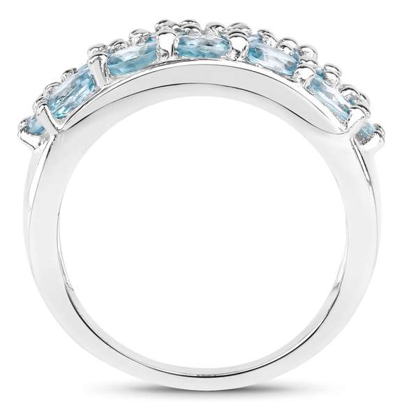 Plated Rhodium 4.00ctw Blue Zircon Ring