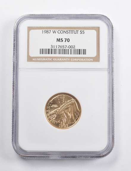 MS70 1987-W $5 Constitution Commemorative Gold Coin NGC