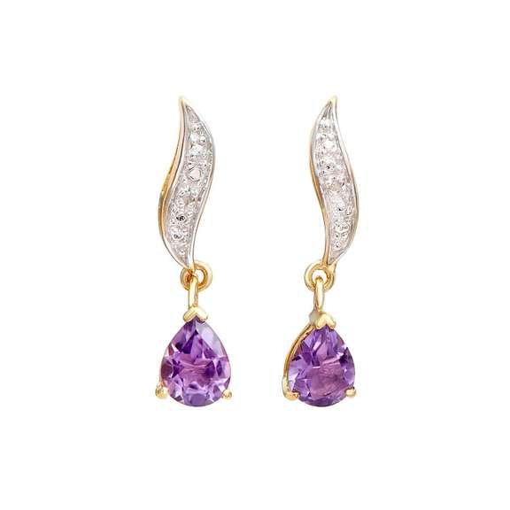 Natural 2.5 Ct Amethyst Diamond 18 Kt GP Earrings