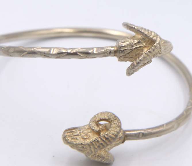 Vintage Sterling Silver Ram's Head Bangle