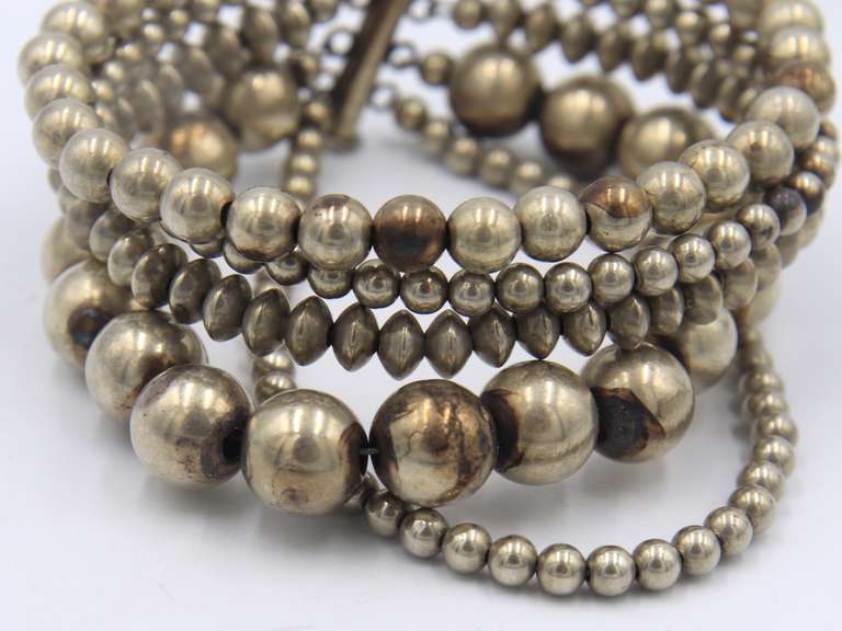 Vintage Sterling Silver Multi Strand Ball Bracelet