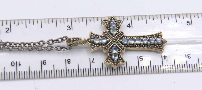 Group Lot of 3 Vintage 925 Sterling Silver Cross Pendants on Chain Necklaces