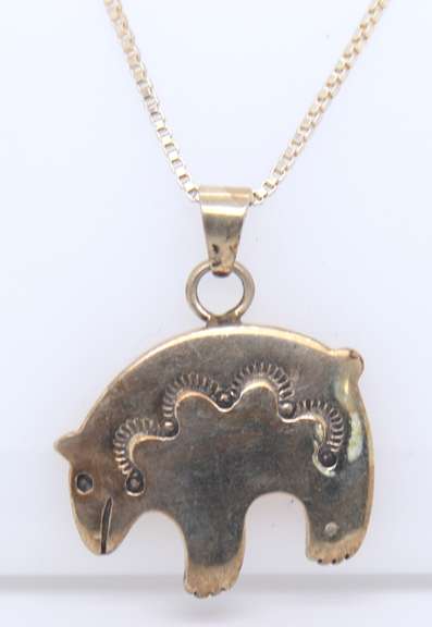 Vintage 925 Sterling Silver Bear Pendant on Chain
