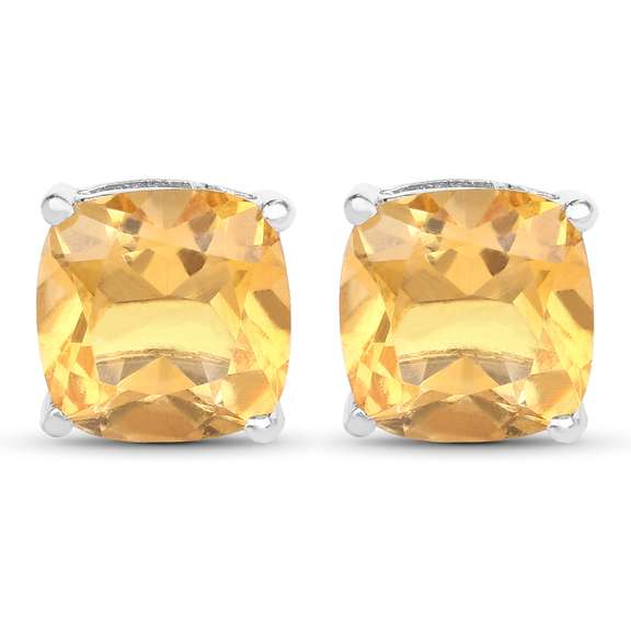 Plated Rhodium 5.80ctw Citrine Earrings