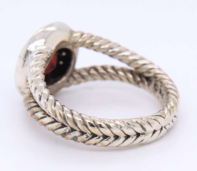 David Yurman Garnet, Diamond Petite Albion Double Cable Ring