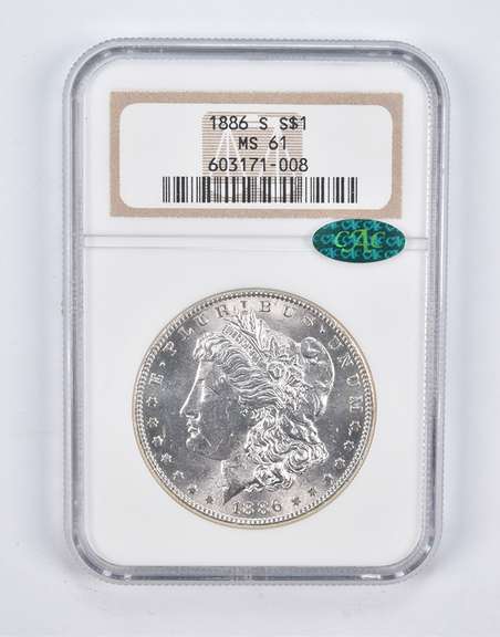 MS61 1886-S Morgan Silver Dollar CAC NGC