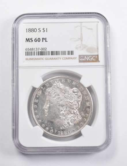 MS60 PL 1880-S Morgan Silver Dollar NGC