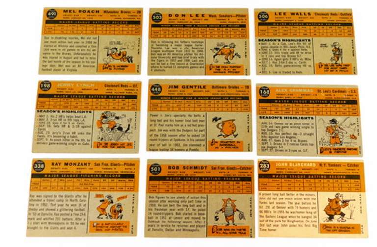 9 Topps 1960 Baseball Cards