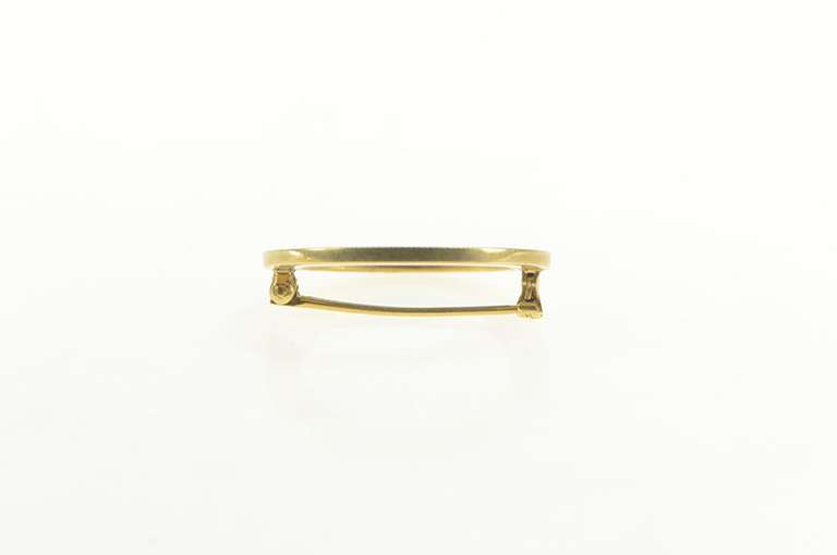 14K Yellow Gold Art Deco Light Blue Enamel Circle Round Pin/Brooch