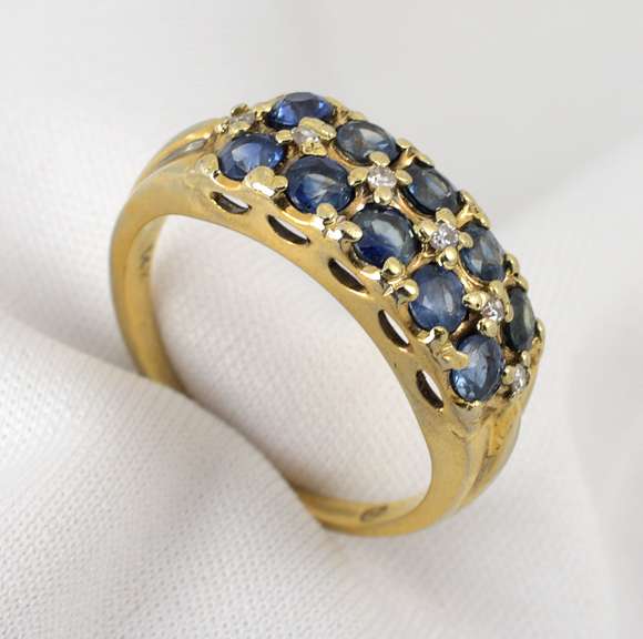 Pretty Double Row of Sapphires Ring