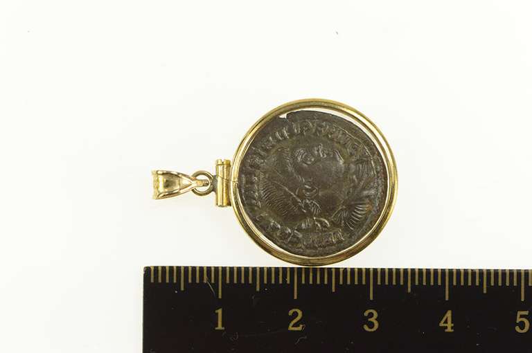 10K Yellow Gold Ancient Roman Constantine I Encased Coin Pendant