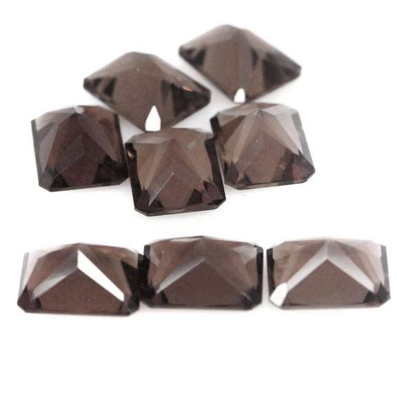 Emerald cut! Unheated! 15.44ct Smoky Quartz set