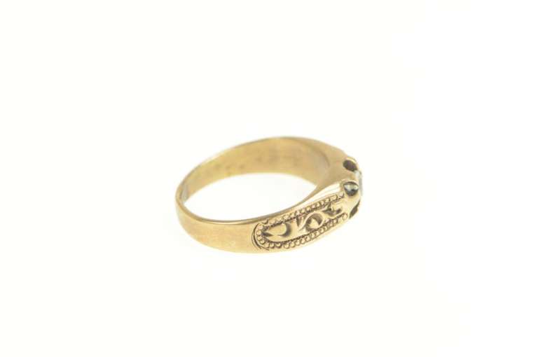 10K Yellow Gold Victorian Diamond Ornate Etched Scroll Baby Ring