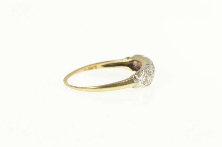 14K Yellow Gold Art Deco Diamond Encrusted Wedding Band Ring