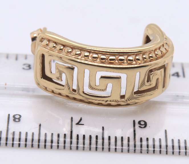 Pleasing Yellow Gold Greek Key Earrings