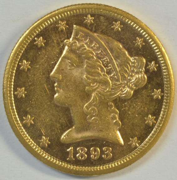 Prooflike better date 1893-S US $5 Liberty Gold Piece