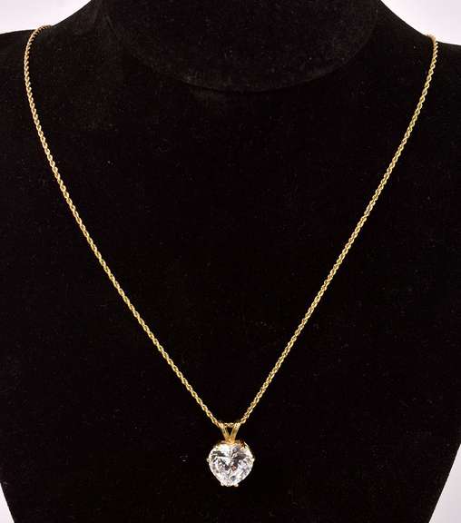 Sparkling Heart CZ Pendant Necklace in 14K Yellow Gold