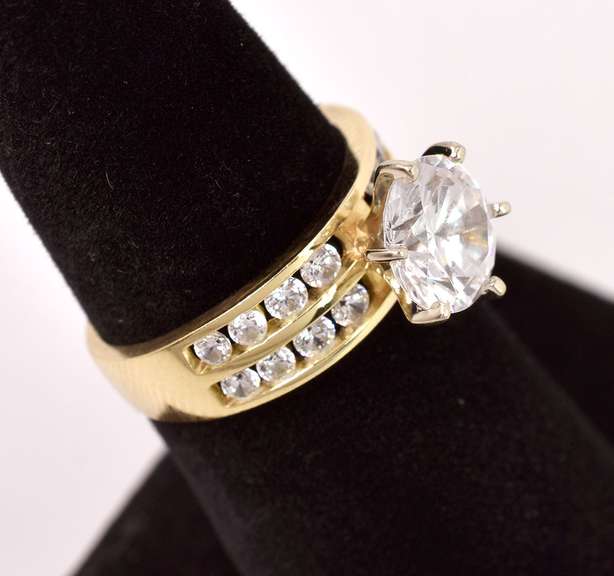 Dazzling Large CZ Ring in 14K Yellow Gold