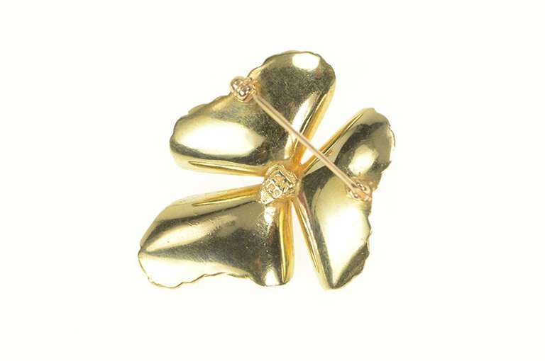 14K Yellow Gold 1940's Ornate Ruby Engraved Flower Pin/Brooch