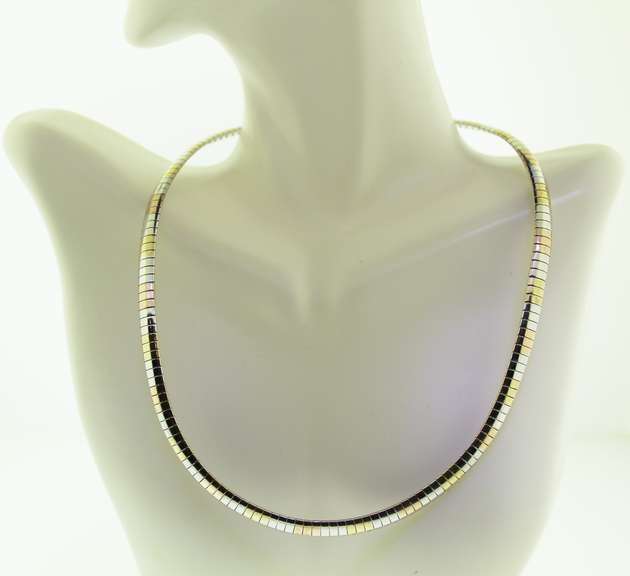 Italian Sterling Silver 6mm Two Tone Omega Chain