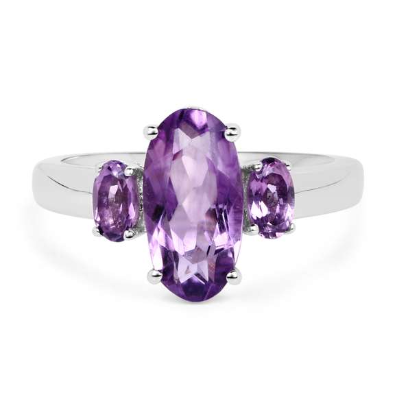 Plated Rhodium 2.42ctw Amethyst Ring