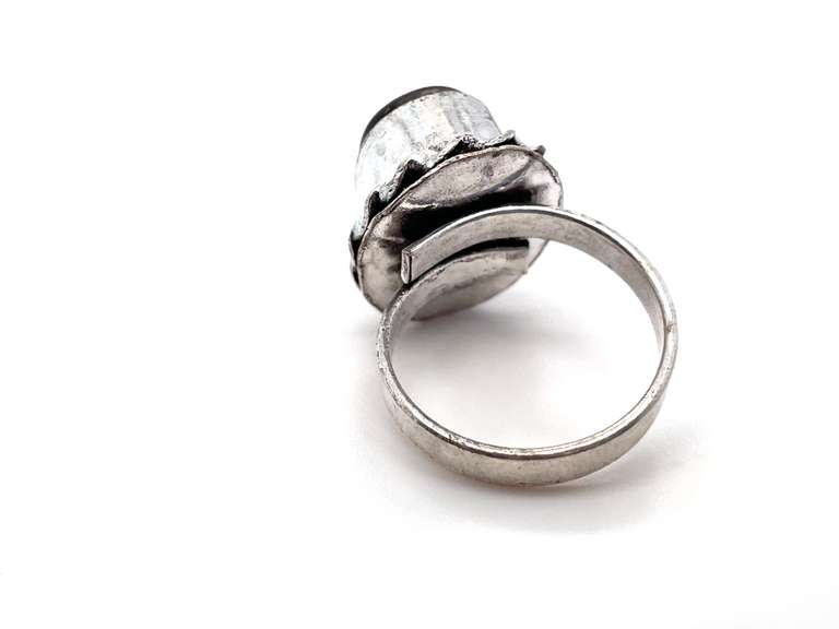 👻BOO!TIFUL👻 Oval Petite Oval Black Onyx Tibetan Silver Rope Design Ring