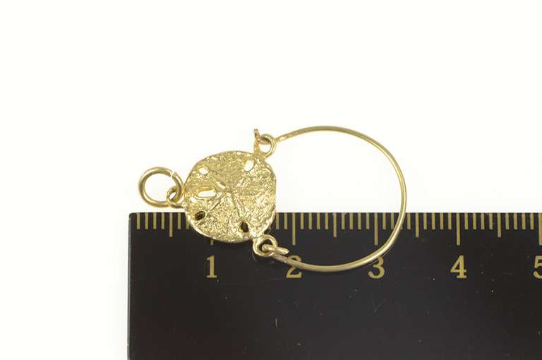 14K Yellow Gold Sand Dollar Sea Shell Charm Holder Loop Pendant