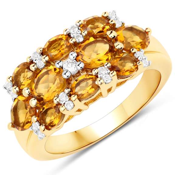 Plated 14KT Yellow Gold 2.28ctw Citrine and White Topaz Ring