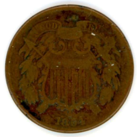 1864 Large Motto Two Cent Piece