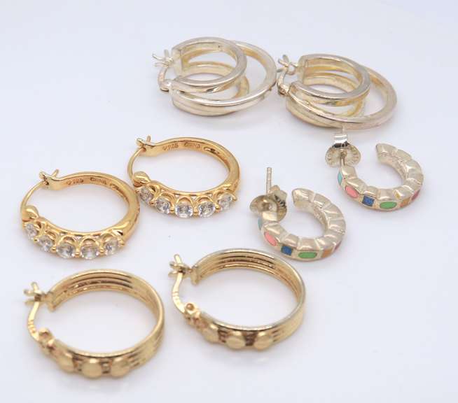 Group Lot of Vintage 925 Sterling Silver Earrings