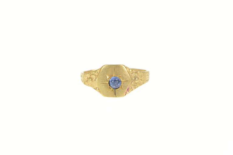 10K Yellow Gold Victorian Sim. Sapphire Blossom Baby Child's Ring