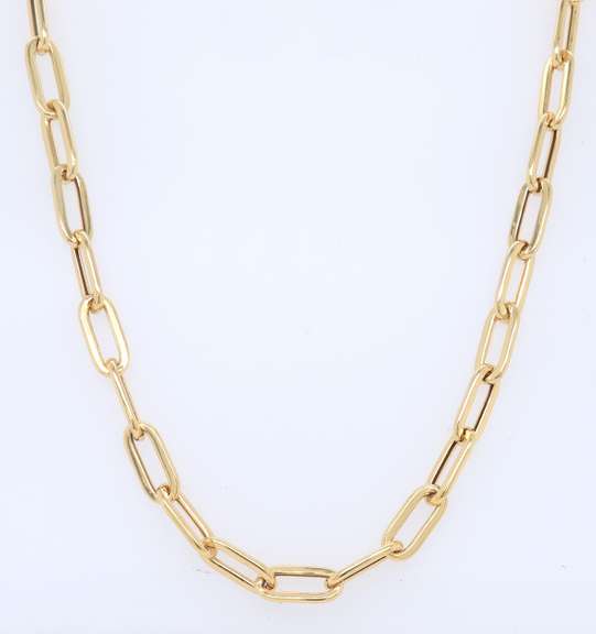 Elegant 18kt Yellow Gold Paperclip Necklace