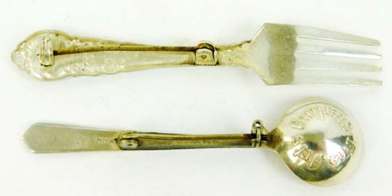 Vintage Sterling Spoon & Fork Miniature Pins