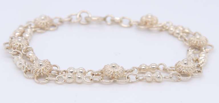 Vintage Sterling Silver Double Row Bracelet