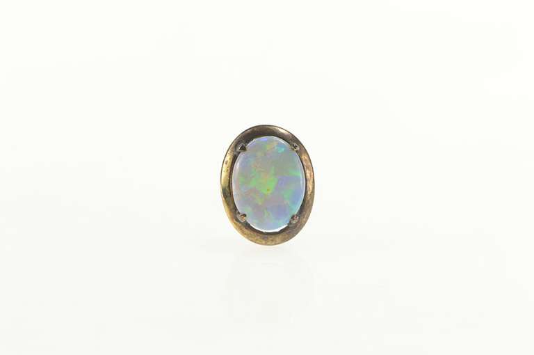 14K Yellow Gold Natural Oval Opal Classic Lapel Pin/Brooch