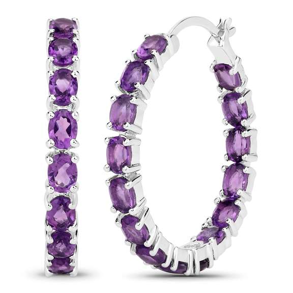 Plated Rhodium 4.80ctw Amethyst Earrings