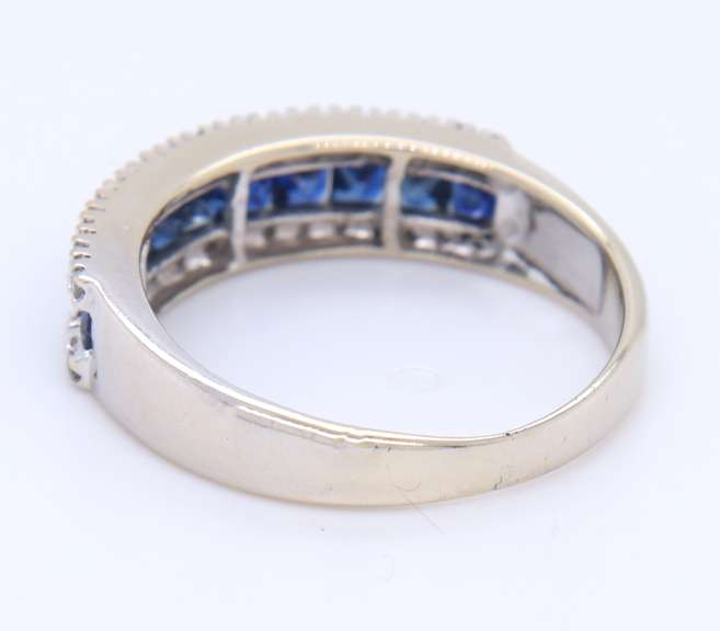 Fabulous White Gold Synthetic Sapphire and Diamond Ring