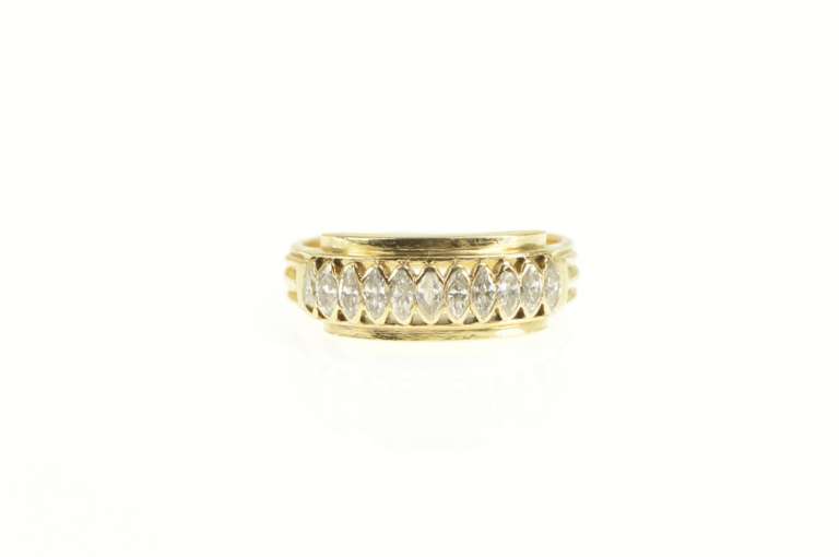 14K Yellow Gold 1.00 Ctw Marquise Diamond Wedding Band Ring