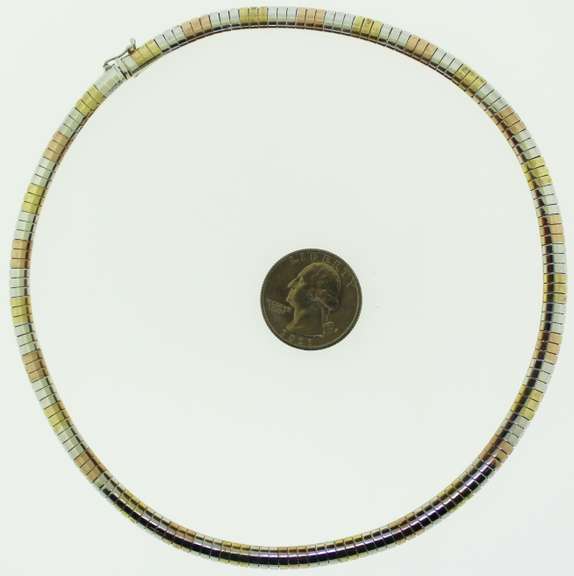 Italian Sterling Silver 6mm Two Tone Omega Chain