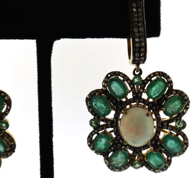 Enchanting Opal and Emerald Earrings