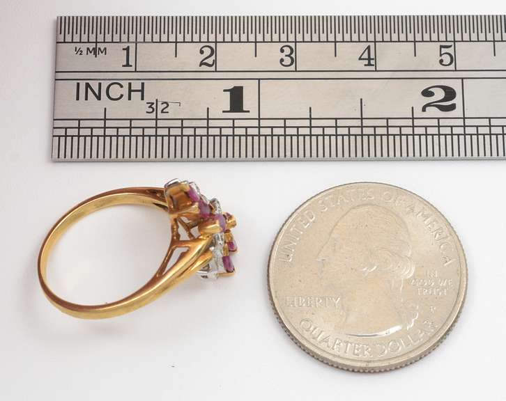 14k Marquise Ruby & Diamond Cluster