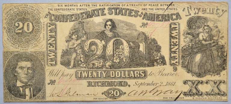 $20 Sept 2 1861 Series CSA Note