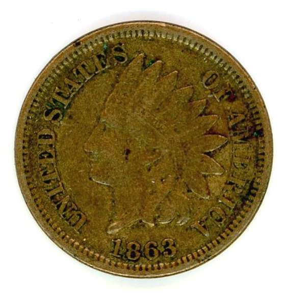 Nice 1863 Copper Nickel Indian Head Cent