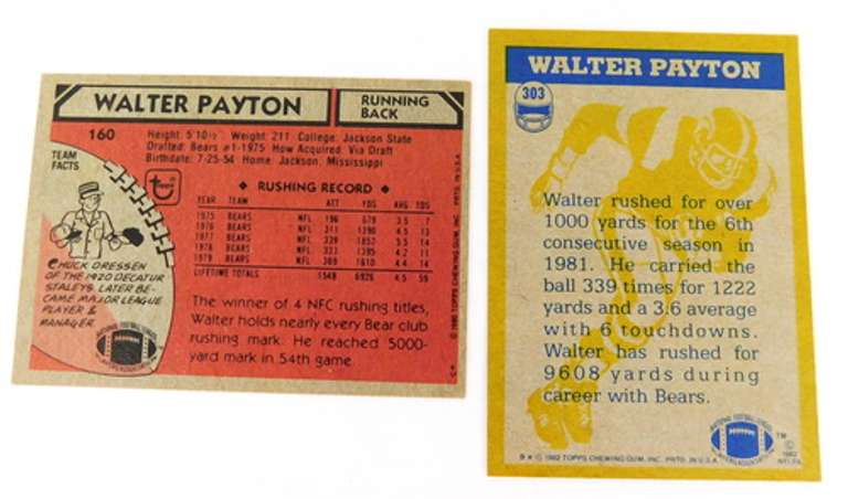 2 Walter Payton Football Cards