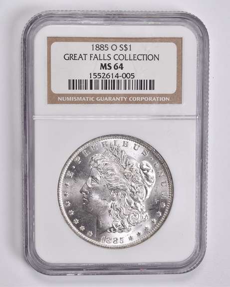 MS64 1885-O Morgan Silver Dollar Great Falls Collection NGC
